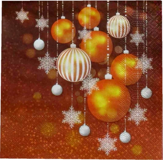 Božični prtički z zlatimi kroglicami 33 × 33 cm, 3-slojni - 1 kos