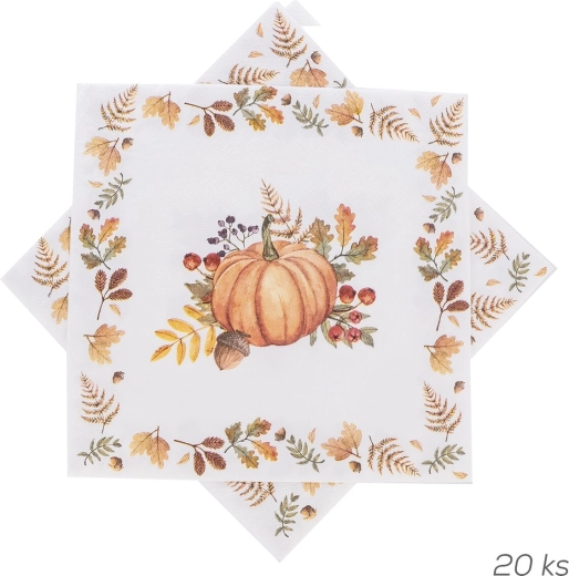 Papirnati prtički Jesen z motivom buč 33 × 33 cm (20 kos)