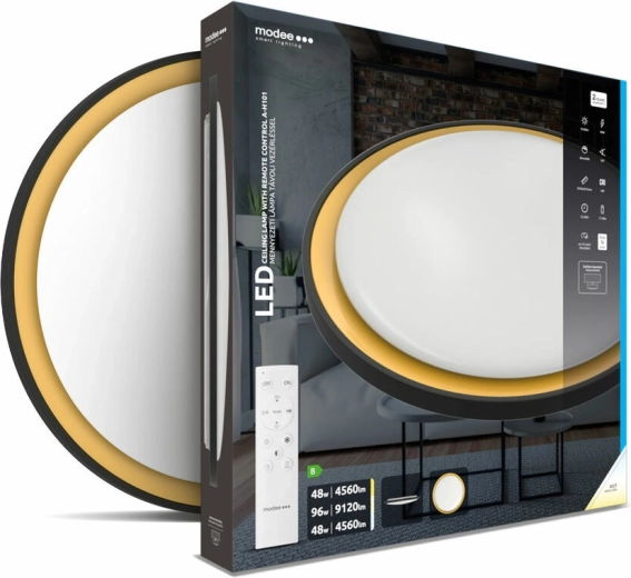 Stropna LED svetilka Modee Smart Lighting A‑H101, zatemnljiva, 3CCT, Ø540 mm, daljinsko upravljanje