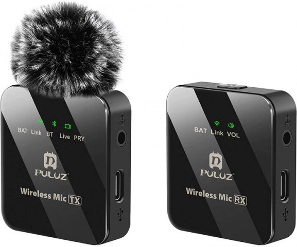 Brezžični pripetni mikrofon Puluz 1 TX + 1 RX