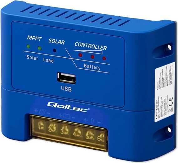 Solar MPPT charge controller Qoltec 15 A for 12/24 V, LiFePO4