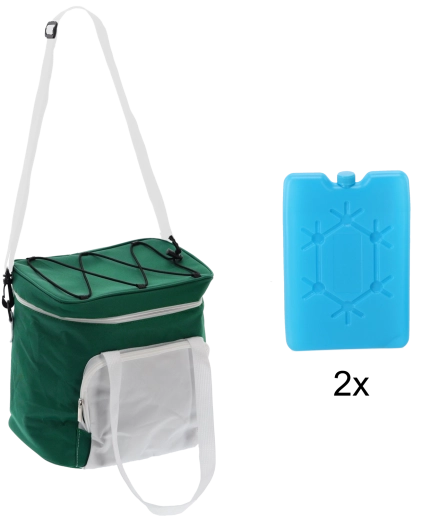 Termotorba 14 l zeleno‑bela z dvema hladilnima vložkoma