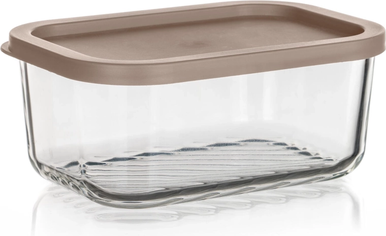 Steklena posoda Wave 0,7 l s plastičnim pokrovom latte