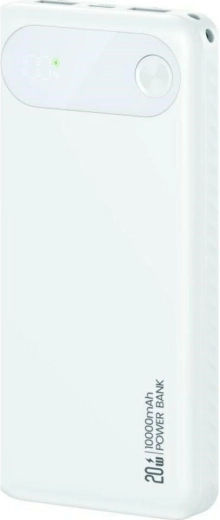 Powerbanka USAMS PB80 10000 mAh, 20 W PD, 2×USB‑A + USB‑C, bela
