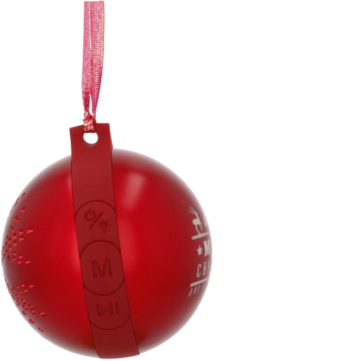 Božična bunkica za smrečico z Bluetooth zvočnikom, rdeča 8,5 × 8,5 × 9,5 cm - 1 kos