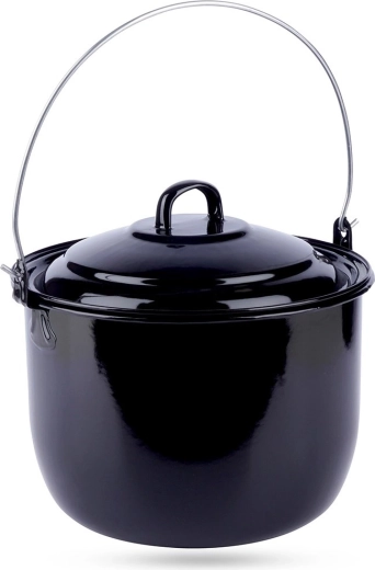 Enamelled Hungarian hanging cauldron with lid Ambiance 7.7 l