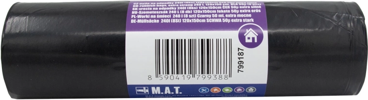 Vreče za odpadke 240 l, ekstra močne, črne (8 kos)
