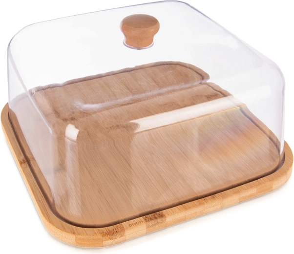 Bambusova servirna deska s pokrovom, kvadratna 30 × 30 × 17 cm