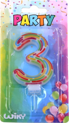 Zabavna svečka številka 3 s črtami