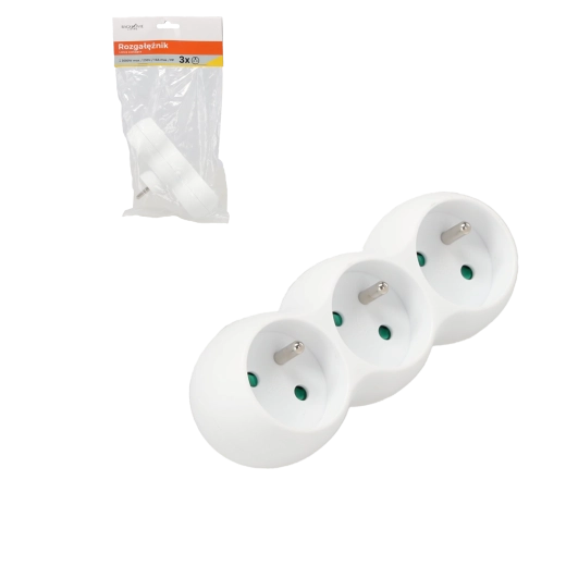 Podaljševalni razdelilnik s 3 vtičnicami, bel