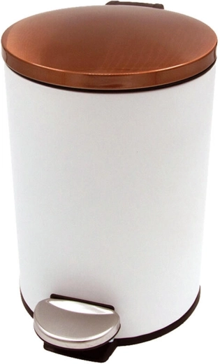 Stopalko za smeti 3 l, okroglo, s plastičnim vložkom – belo z bakrenim pokrovom