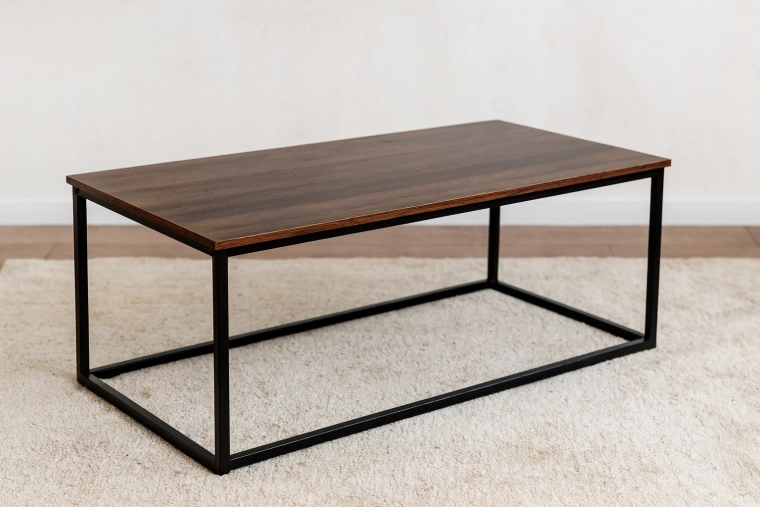 Konferenčna mizica loft 110 × 55 × 43 cm, rjav lesni dekor, črno jeklo