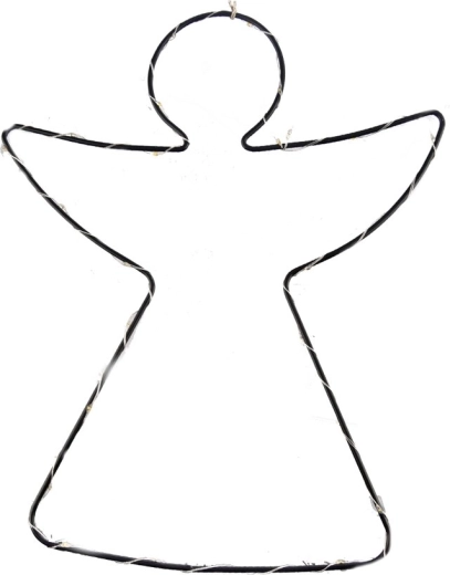 Kovinski viseči angel z LED osvetlitvijo, črn, 30 cm