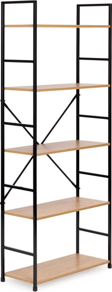 Moderna široka lesena knjižna omara LOFT 5 polic