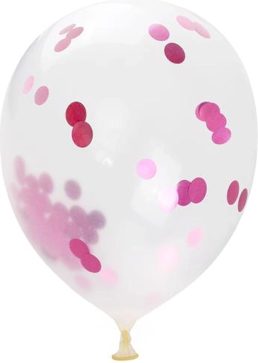 Baloni s rožnatimi konfeti 30 cm (5 kosov) TORO
