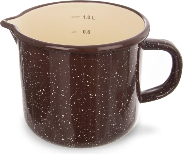 Brown enamel mug with measuring scale 1.2 l Orion
