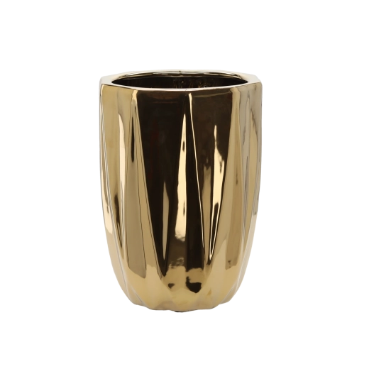 Keramični okrasni lonec za rože 24 × 24 × 32 cm – zlat
