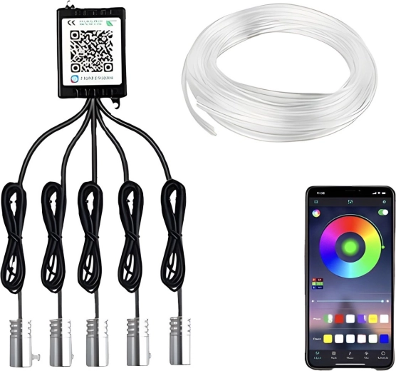RENEW FORCE ambientalna LED RGB osvetlitev notranjosti avta 7 m z upravljanjem prek Bluetootha - 1 kos