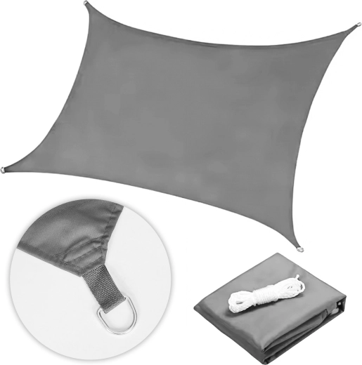 Vodoodporna senčna jadra 5 × 5 m kvadrat, siva, MultiGarden