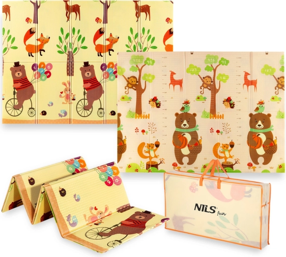 Otroška zložljiva penasta podloga NILS Fun Forest 190 × 150 cm