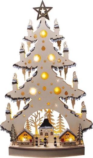Solight LED wooden Christmas tree with decorations 64 cm - 1 piece
