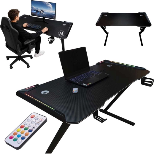 Gaming miza z RGB LED osvetlitvijo 120 × 60 cm
