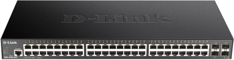 D-Link DGS‑1250-52X gigabitno upravljano stikalo 48× GE in 4× SFP+ 10G