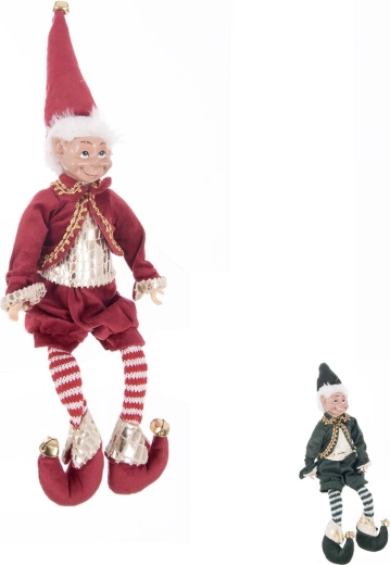 Sedeči božični škratek iz poli-resina 40 cm (2 različici)