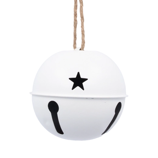 Bela kovinska božična viseča dekoracija z zvončkom