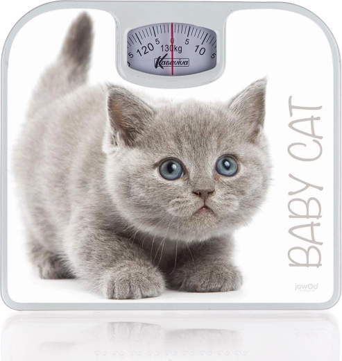 Osebna mehanska tehtnica z motivom mucka, bela