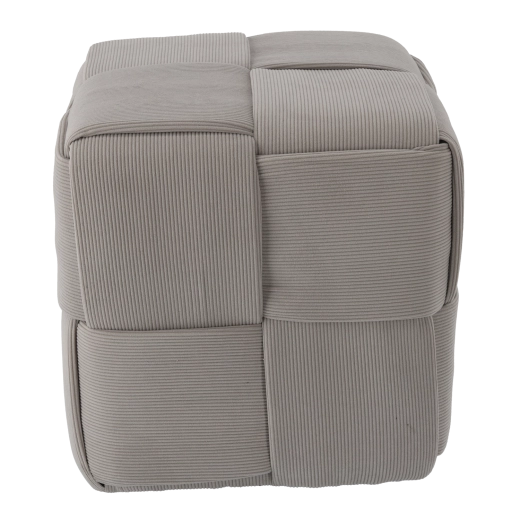 Pleten tabure v obliki kocke, svetlo siv, 43 × 43 × 43 cm