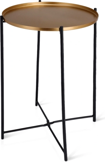Round metal side table, gold, 35 × 47 cm