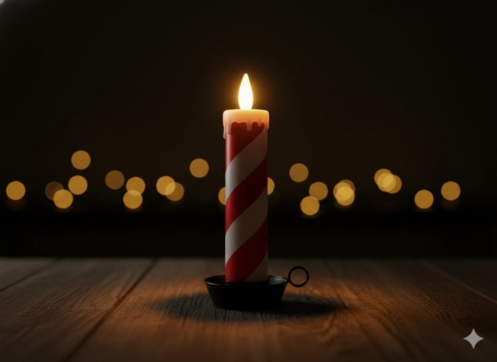 Božična LED sveča belo‑rdeča 10 × 10 × 27,5 cm s časovnikom