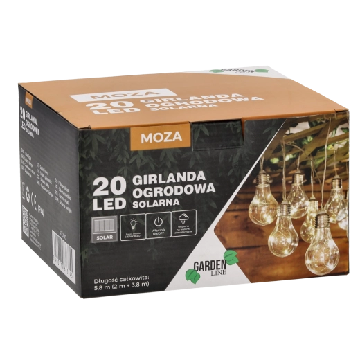 Solarna vrtna girlanda 20 LED toplo bela 5,8 m IP44