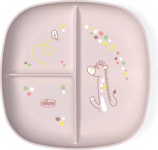 Chicco deljeni krožnik roza 12m+