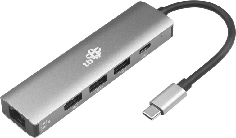 USB‑C hub adapter 5 v 1 z Ethernetom (RJ45), 3× USB 3.0 in USB‑C PD 100 W