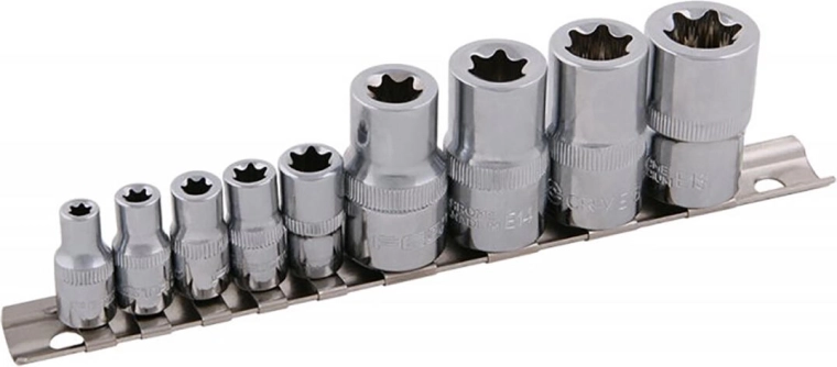 Komplet nasadnih glav TORX E5–E18 FESTA, 9 delov