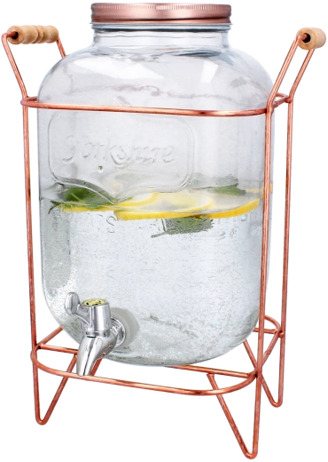 Stekleni dozirnik za pijače 5 l s pipico in kovinskim stojalom