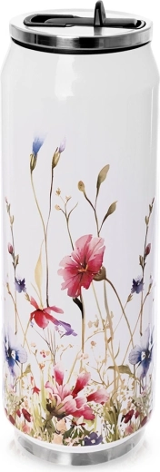 Termo lonček v obliki pločevinke s cvetlicami 500 ml