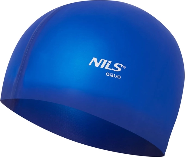 Silikonska plavalna kapa NILS Aqua temno modra