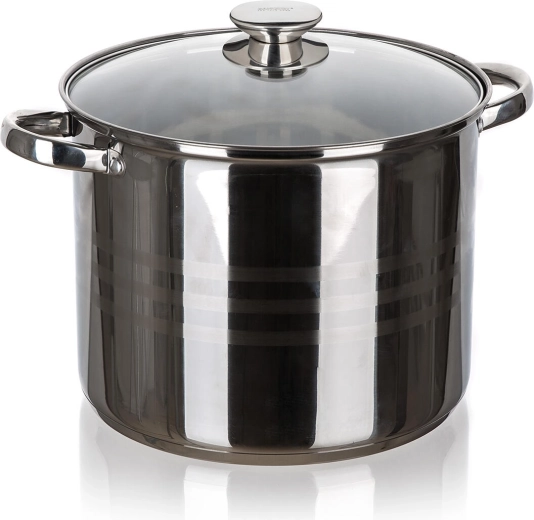 Nerjavno jeklen lonec LIVING 26 cm s steklenim pokrovom 11,1 l