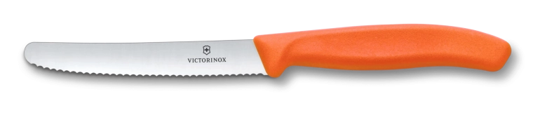 Victorinox Swiss Classic nazobčan nož za paradižnik in postrežbo 11 cm, oranžen