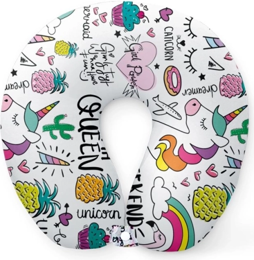 Unicorn travel croissant-shaped pillow - 1 piece