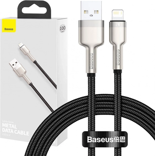 Kabel USB‑A na Lightning BASEUS Cafule 1 m, 2,4 A – črn