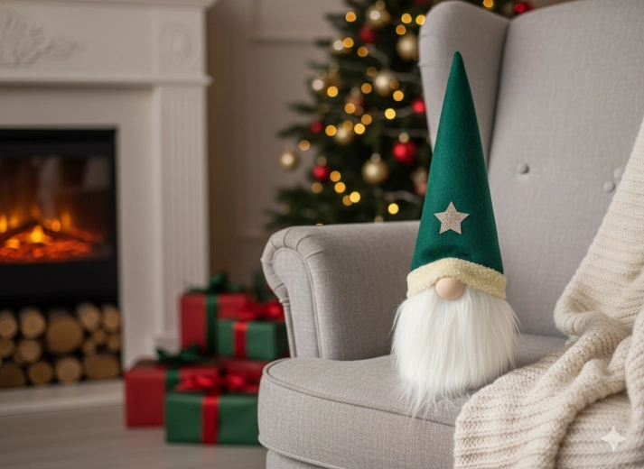 Božični škrat v zeleni kapi 38 cm