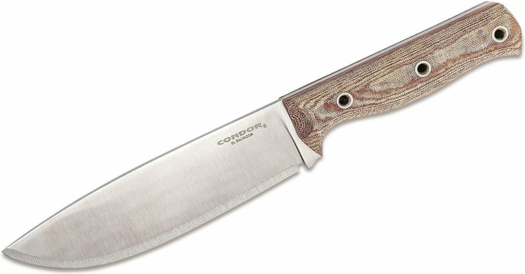 Zunanji nož Condor Low Drag, 16,7 cm, satensko rezilo, rjava Micarta, usnjen etui