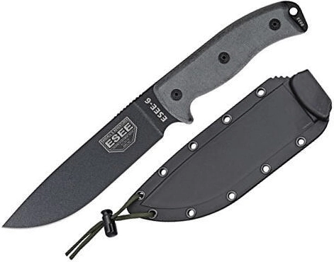 ESEE preživitveni nož 16,5 cm z gladkim rezilom, črno/siv, Micarta, tok