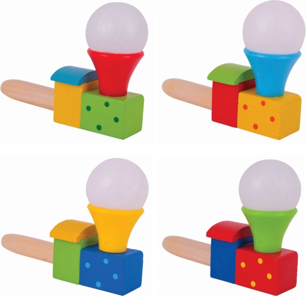 pihalna lesena lokomotiva z balončkom BIGJIGS TOYS