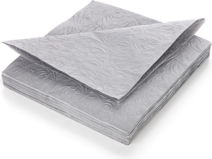 Papirnati prtički 33 × 33 cm, sivi, 3-slojni, relief, 20 kos