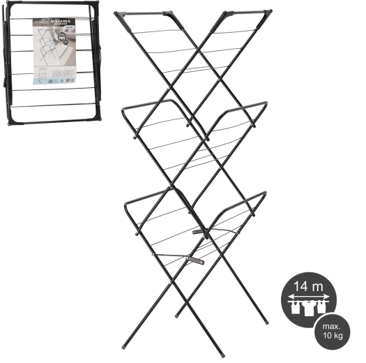Zložljivo stojalo za perilo Camilla, črno 62 × 51 × 136,5 cm